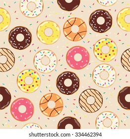 vector illustration of seamless donuts background