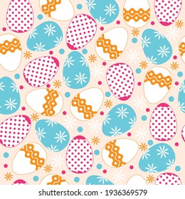 Ilustración vectorial de un patrón transparente de vacaciones de Pascua para tarjetas de felicitación, banner, correo, publicación en redes sociales. Hermoso, perfecto y elegante para impresiones textiles, invitaciones, papel pintado, paquete