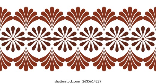 Vector illustration of a seamless ethnic folk pattern in blue tones with floral and geometric patterns. Perfect for use on fabric, wallpaper, wrapping paper and clean, traditional decorative designs.