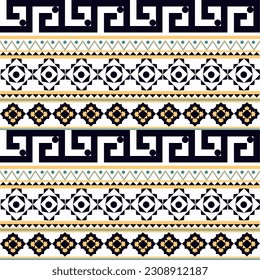 Vector Illustration Seamless Ethnic Ornament Simple Geometric Decorative Pattern Design Textile Fabric Background