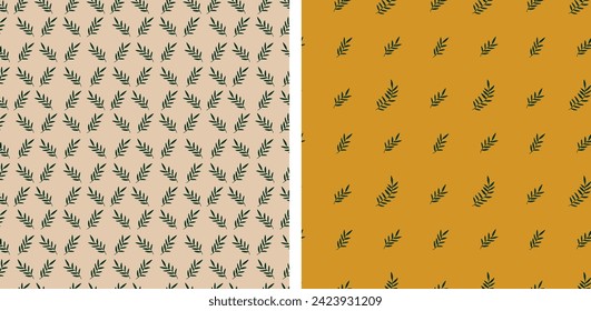 Vector illustration. Seamless fabric pattern. Plants nature. Large set of textures.