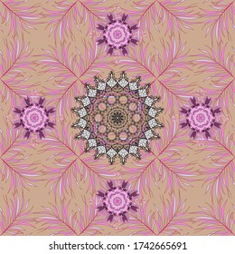 Vector-Abbildung. Nahtlose Fall verlässt farbenfrohe Design Collection. Fall Leaves auf beige, rosa und neutrale Farben, transparent für die Herstellung von Kompositionen.
