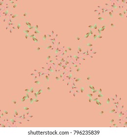 Vector illustration. Seamless Fall Leaves Colorful Design Collection. Fall Leaves on beige, neutral and pink colors, transparent for making compositions.