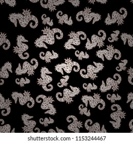 Vector illustration. Seamless Flat design with abstract doodles on black, white and brown colors background. �colorful pattern.
