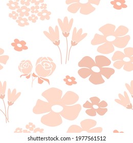 Vector illustration of seamless floral abstract minimalistic spring, summer pattern for wedding, anniversary, birthday and party. Design of banners, posters, postcards, invitations and notes.