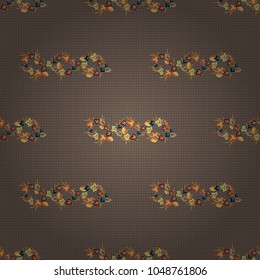 Vector illustration. Seamless floral pattern in brown, gray and beige colors with motley flowers.