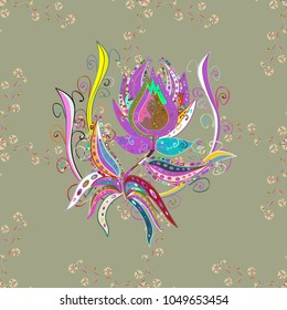 Vector illustration. Seamless floral pattern in folk style with flowers, leaves. Hand drawn.