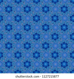 Vector illustration. Seamless floral pattern with wonderful flowers in violet, black and blue tones.