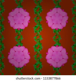 Vector illustration. Seamless floral pattern in cute flowers in green, orange and pink colors.