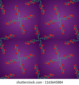 Vector illustration. Seamless floral pattern in cute poppy flowers in red, purple and green colors.