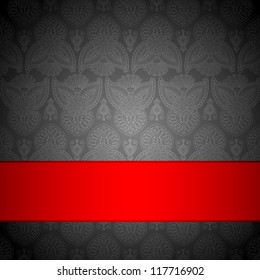 vector illustration of seamless floral pattern with ribbon