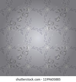 Vector illustration. Seamless floral pattern with stylized poppy flowers in gray colors.