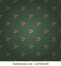 Vector illustration. Seamless floral pattern in cute forget-me-not flowers in green, brown and beige colors.