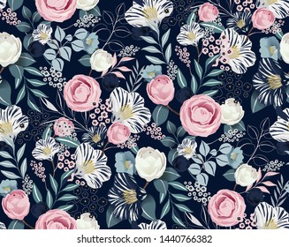  Vector illustration of a seamless floral pattern in spring for Wedding, anniversary, birthday and party. Design for banner, poster, card, invitation and scrapbook 