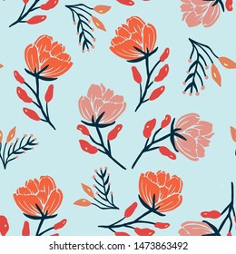 Vector illustration of a seamless floral pattern in spring for Wedding, anniversary, birthday and party. Design for banner, poster, card, invitation and scrapbook, hawai tropical, flower edible
