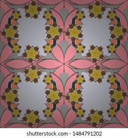 Vector illustration. Seamless Floral Pattern in pink, green and brown colors.