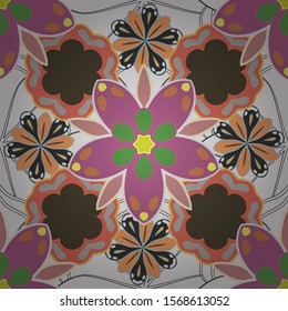 Vector illustration. Seamless Floral Pattern in green, pink and white colors.