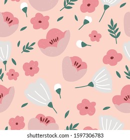 Vector illustration seamless floral pattern. Flowers background for cosmetics packaging