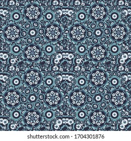 Vector illustration. Seamless Floral Pattern in blue, green and violet colors.
