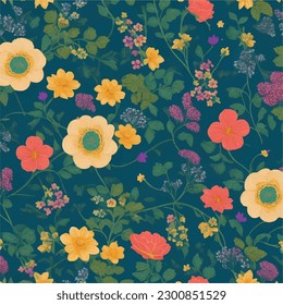 Vector illustration of a seamless floral pattern with cute birds in spring for Wedding, anniversary, birthday and party. Design for banner, poster, card, invitation and scrapbook