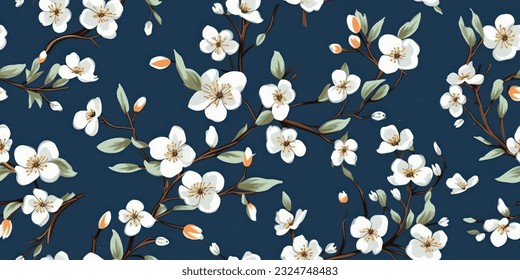 Vector illustration of a seamless floral pattern with spring flowers. Lovely floral background in sweet colors