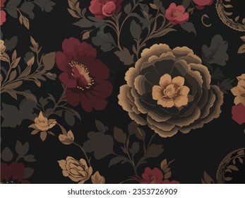 Ilustración vectorial de un patrón floral sin fisuras