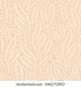 Vector illustration. Seamless floral pattern light beige leaves on a beige background. Print for fabric, textile, wallpaper, clothing, cover, wrapping paper.	