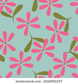 Vector illustration of a seamless floral pattern with spring flowers. Lovely floral background in sweet colors