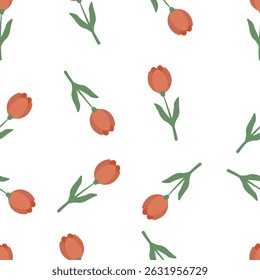 Vektorgrafik eines nahtlosen Blumenmusters mit stilisierten Blumen und Blättern in einem dekorativen und sich wiederholenden Layout. Perfekt für Textilien, Tapeten und Oberflächendesign.