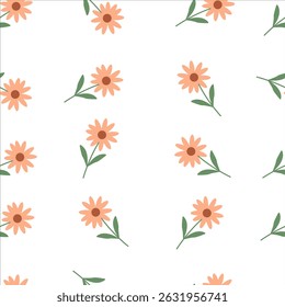 Vector illustration of a seamless floral pattern featuring stylized flowers and leaves in a decorative and repeating layout. Perfect for textile, wallpaper, and surface design.