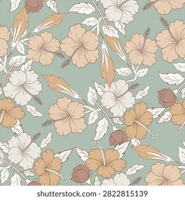 Vector illustration of a seamless floral pattern with Earthtone floral, botanical for Wedding, anniversary, birthday and decoration. Design for banner, poster, card, invitation and scrapbook