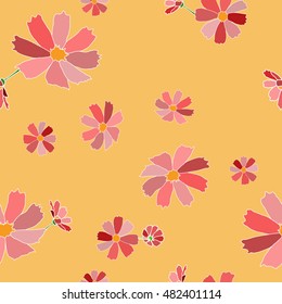 vector illustration seamless floral pattern pink yellow