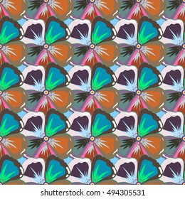 Vector illustration. Seamless floral pattern with flowers, watercolor.