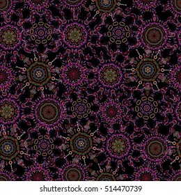 Vector illustration. Vector seamless floral pattern in orange, neutral and red colors for design, textile or fabric.