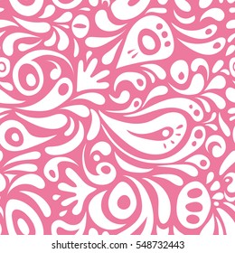 Vector illustration. Vector seamless floral pattern in white and pink colors for design, textile or fabric.
