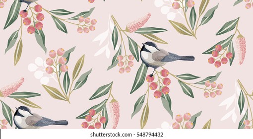  Vector illustration of a seamless floral pattern in spring for Wedding, anniversary, birthday and party. Design for banner, poster, card, invitation and scrapbook