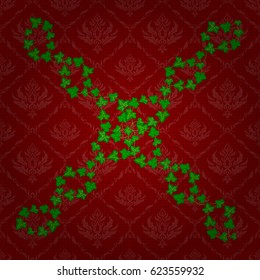 Vector illustration. Seamless floral pattern with stylized flowers on a red background.