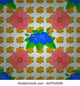 Vector illustration. Seamless floral pattern on a beige background with motley flowers.