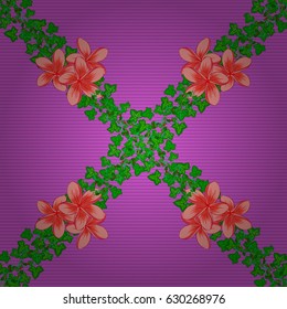 Vector illustration. Seamless floral pattern with stylized plumeria flowers on a violet background.