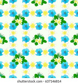 Vector illustration. Seamless floral pattern on a beige background with motley cosmos flowers.