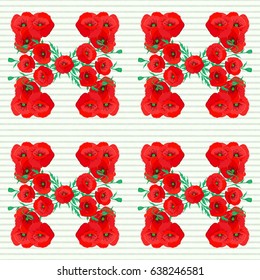 Vector illustration. Seamless floral pattern in cute poppy flowers on a beige background.