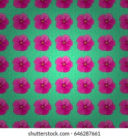 Vector illustration. Seamless floral pattern in cute cosmos flowers on a green background.