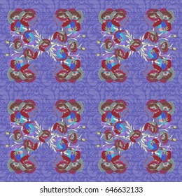 Vector illustration. Seamless Floral Pattern in blue and pink colors.