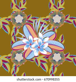 Vector illustration. Seamless Floral Pattern in brown and orange colors.
