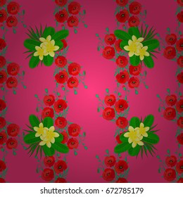Vector illustration. Seamless floral pattern with stylized poppy flowers on a pink background.