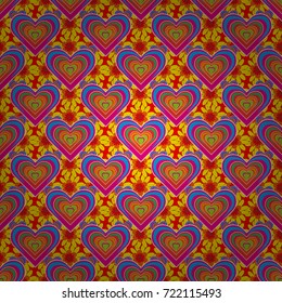Vector illustration. Seamless floral pattern with wonderful flowers in magenta, red and yellow tones.