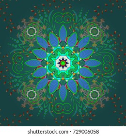 Vector illustration. Seamless floral pattern in folk style with flowers, leaves. Hand drawn.