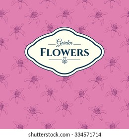 Vector illustration with seamless flower background.Sketch elements for decoration and create your design. Flowers pattern on orange background. Vintage style.