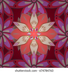 Vector illustration. Seamless flower pattern can be used for wallpaper. Flowers on colorful background.