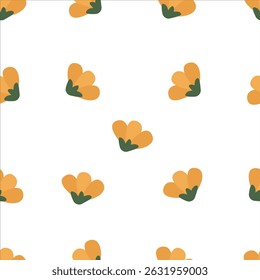 Vector illustration of seamless flower petals pattern with soft curves and repeating layout, perfect for fabric, wallpaper, packaging, and decorative backgrounds.